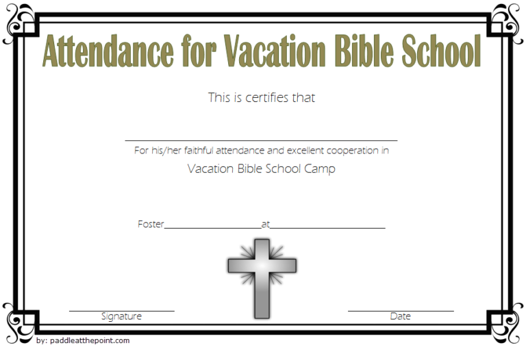 VBS Attendance Certificate Template 6 | Paddle Templates