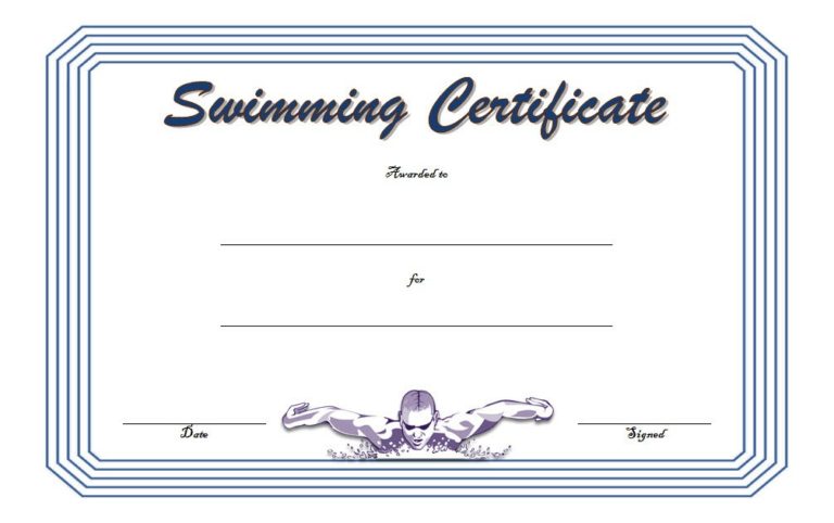 Swimming Certificate Template 1 | Paddle Templates