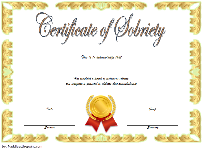 Certificate of Sobriety Template 7 | Paddle Templates