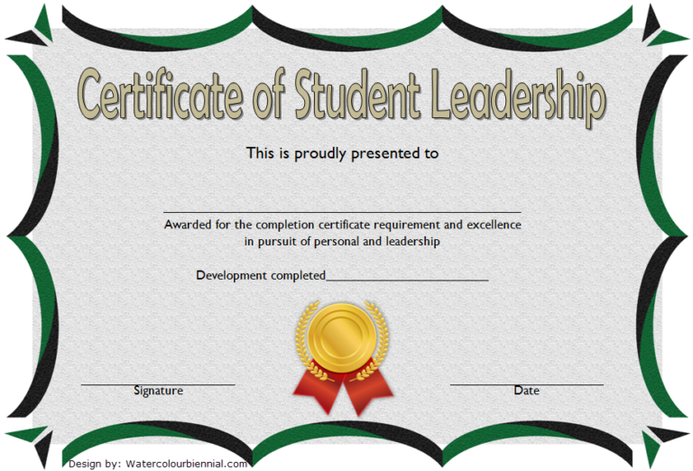 Excellence Student Leadership Certificate Template 1 Paddle Certificate