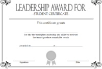 Student Leadership Award Certificate Template