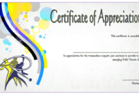 Table Tennis Appreciation Certificate Template 3