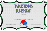 Table Tennis Award Certificate Template