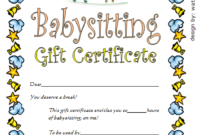 Babysitting Gift Certificate Template 4 FREE
