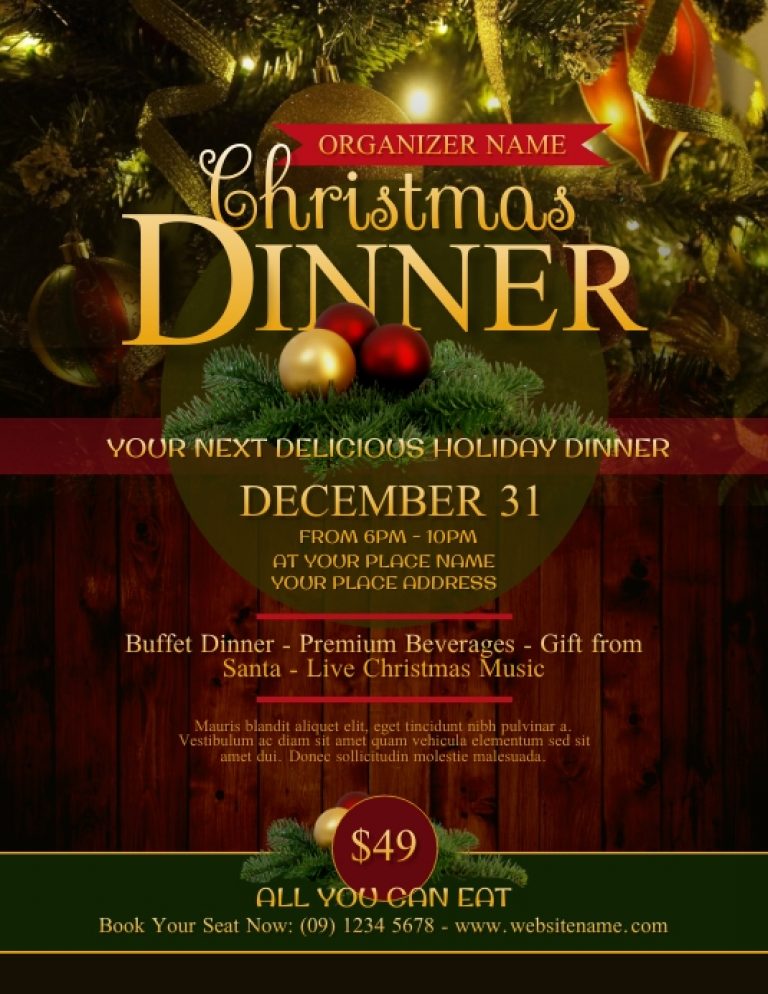 Christmas Holiday Dinner Flyer Template Free (2nd Wonderful Design ...