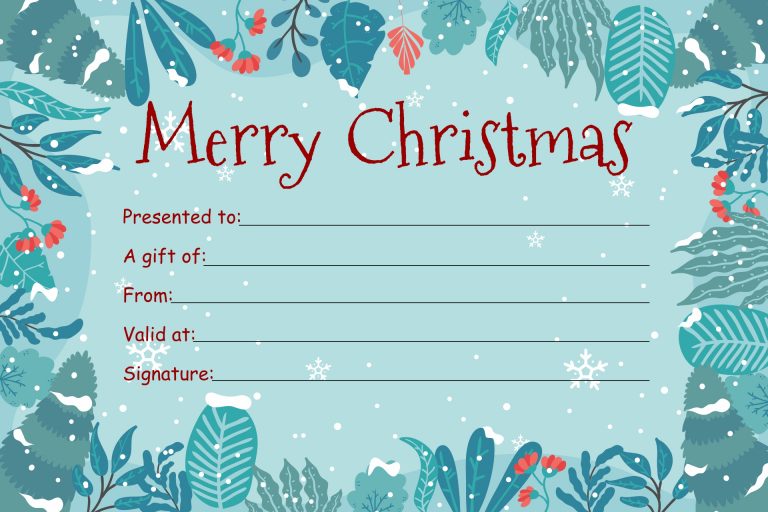 11 Printable Christmas Gift Certificate Template Free Designs