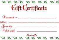 Printable Christmas Gift Certificate Template Free (4th Simple Design)
