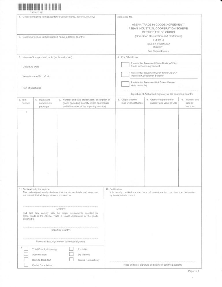 Certificate of Country of Origin Form Free Download (1st Design ...