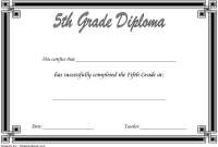 5th Grade Diploma Printable (1st Awesome Graduation Design)