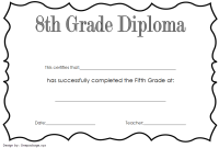 8th Grade Certificate of Completion Template (2024 Simple Diploma Design)