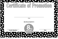 8th Grade Promotion Certificate Template Free Printable