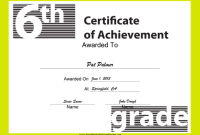 6th Grade Completion Certificate Free Printable