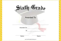 6th Grade Graduation Certificate Template (2nd Free Word Format)