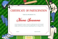 Baseball Certificate of Participation Template (1st Best League Design)