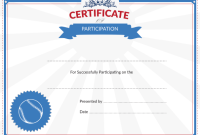 Baseball Certificate of Participation Template (2nd Best League Design)