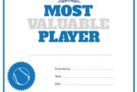 Baseball MVP Certificate Template (1st Best Player Award)