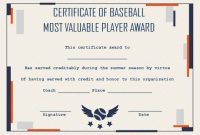 Baseball MVP Certificate Template (2nd Best Player Award)