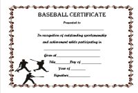 Baseball Participation Certificate Template (1st Free Printable Format)