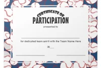 Baseball Participation Certificate Template (2nd Free Printable Format)
