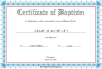 Free Printable Baptism Certificate Template (2nd New Format)