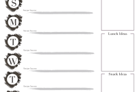 Free Weekly Dinner Meal Plan Template (2nd Wonderful Design)