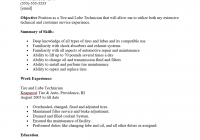 An Excellent Tire and Lube Technician Resume Sample Free Download