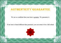 Authenticity Certificate Template 2