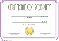 Certificate of Sobriety Template 2