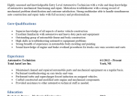 Entry Level Auto Mechanic Resume Sample Free Download