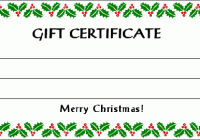 Printable Christmas Gift Certificate Template Free (3rd Simple Design)