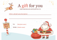 Santa Gift Certificate Template Free Download (2nd Main Design)