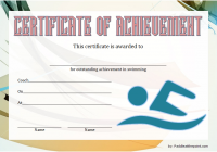 Swimming Achievement Certificate Template 7