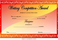 Writing Competition Certificate Template First Place